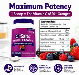 C-Salts Poudre de Vitamine C Tamponnée 26oz en utilisation dans un smoothie