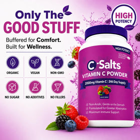 C-Salts Poudre de Vitamine C Tamponnée 26oz vue arrière