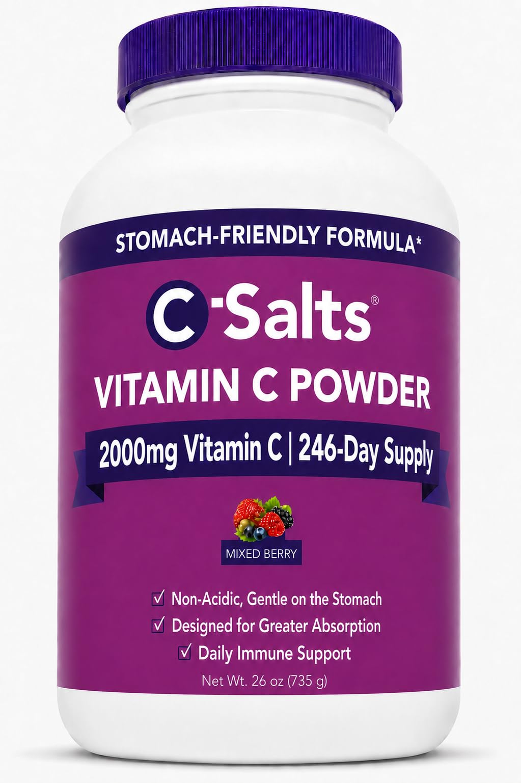 C-Salts Poudre de Vitamine C Tamponnée 26oz vue avant