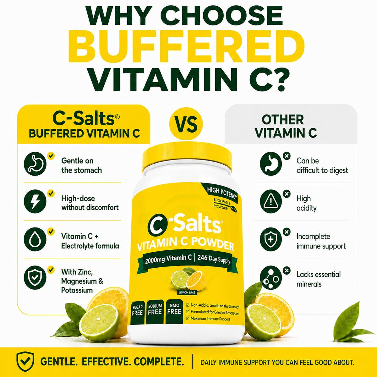 C-Salts Poudre de Vitamine C Tamponnée 780g avec cuillère doseuse