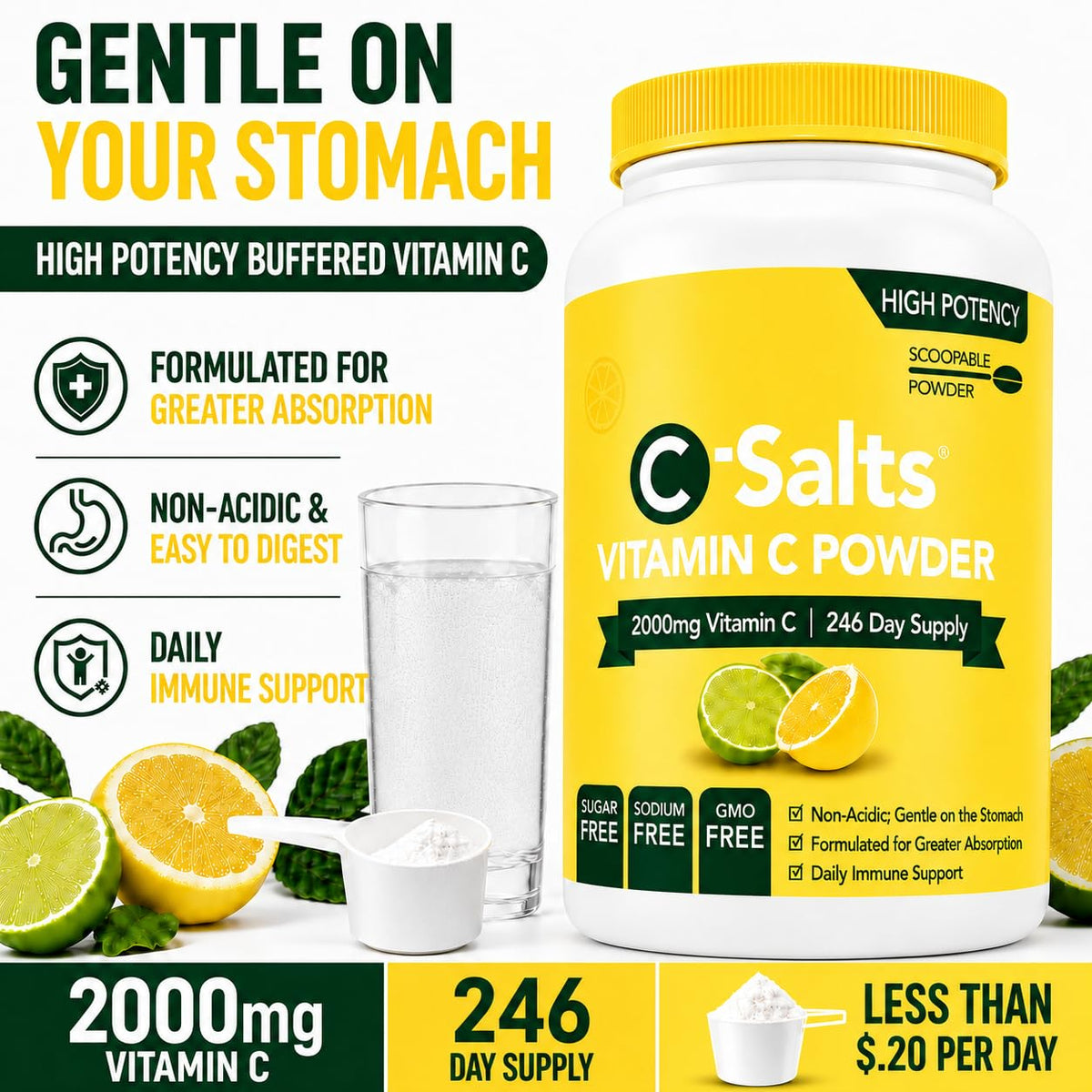 C-Salts Poudre de Vitamine C Tamponnée 780g en utilisation dans un smoothie
