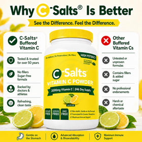 C-Salts Poudre de Vitamine C Tamponnée 780g montrant la texture de la poudre