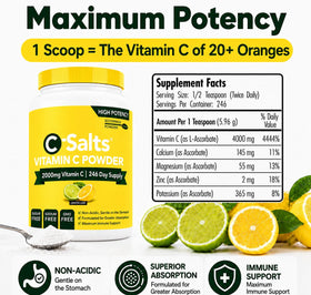 C-Salts Poudre de Vitamine C Tamponnée 780g sur une table de cuisine