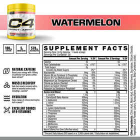 C4 Energy + Aminos Poudre 335g avec cuillère doseuse