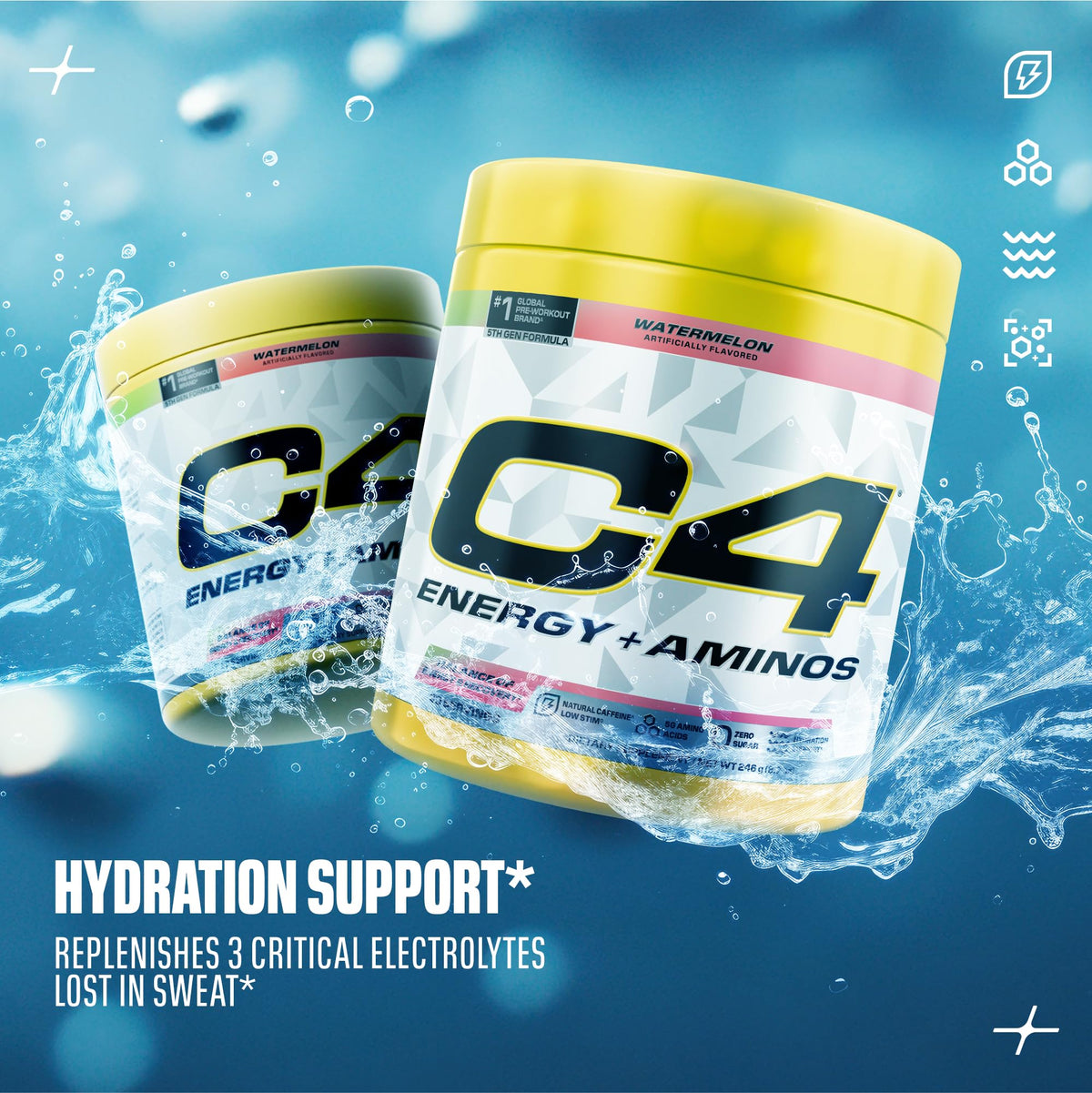 C4 Energy + Aminos Poudre 335g avec un shaker