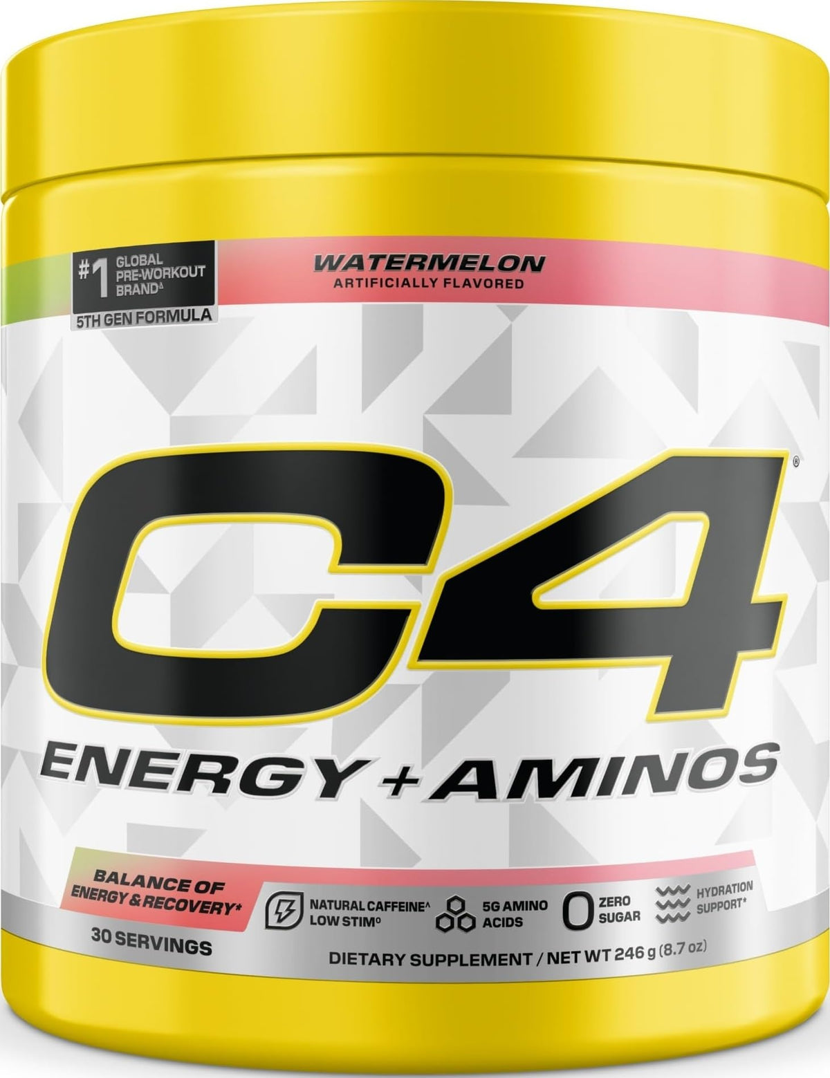 C4 Energy + Aminos Poudre 335g saveur pastèque vue de face
