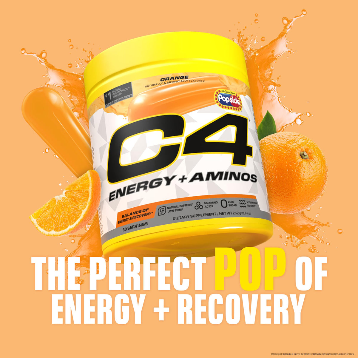 C4 Energy + Aminos Poudre échantillon dans un verre