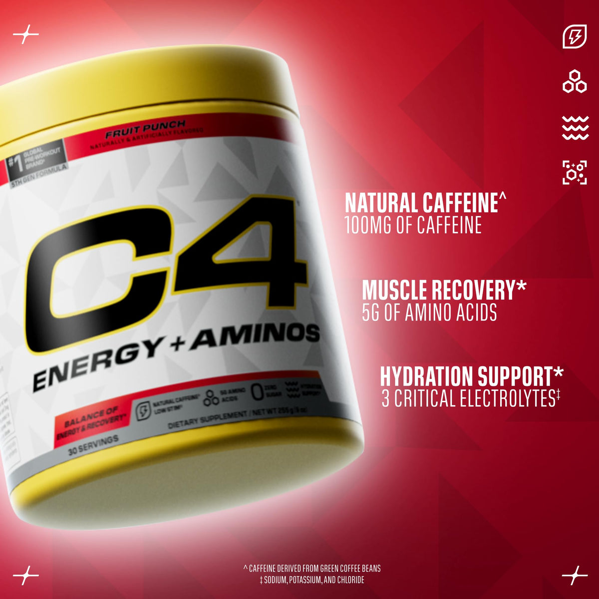 C4 Energy + Aminos poudre fruit punch avec cuillère doseuse