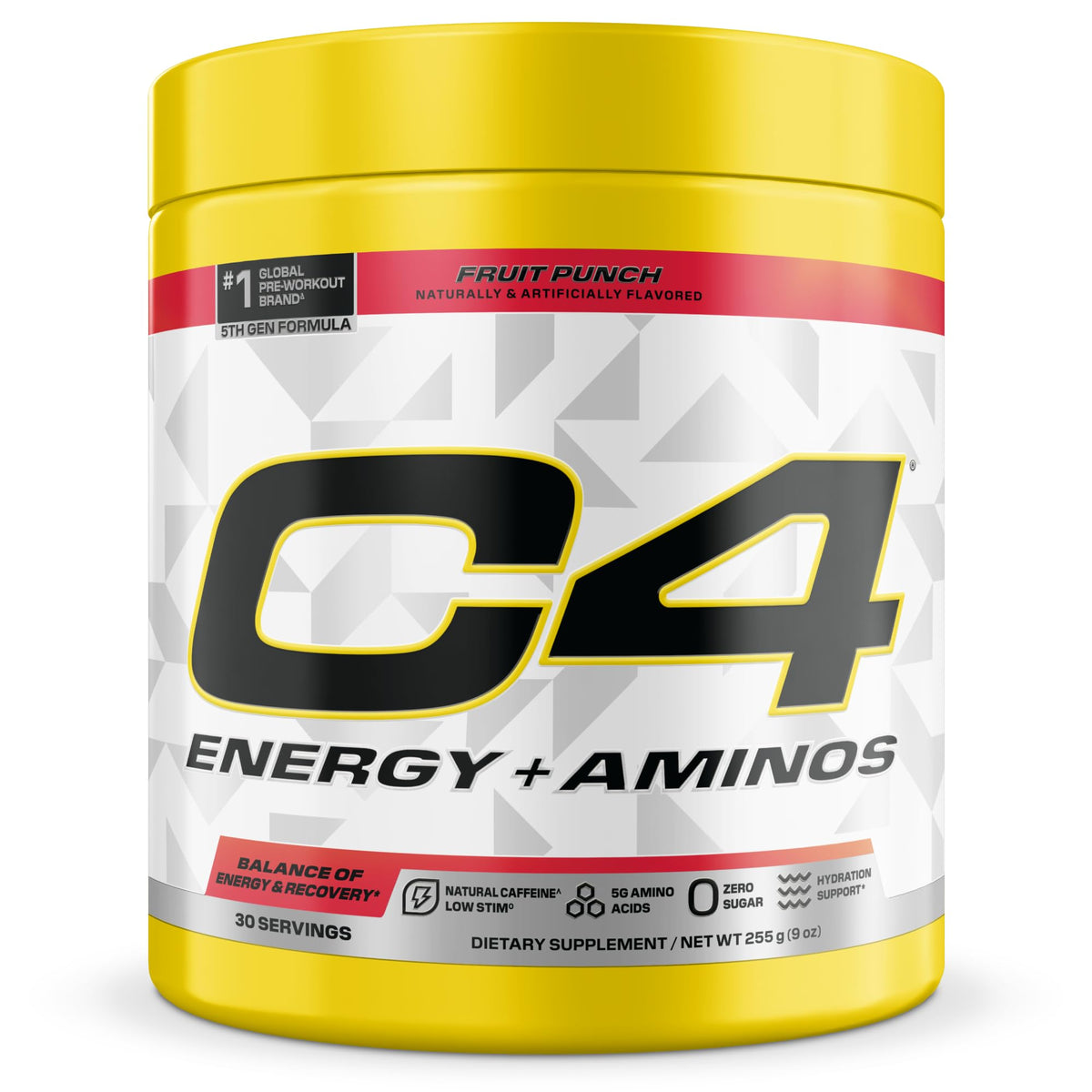 C4 Energy + Aminos poudre fruit punch vue avant avec étiquette