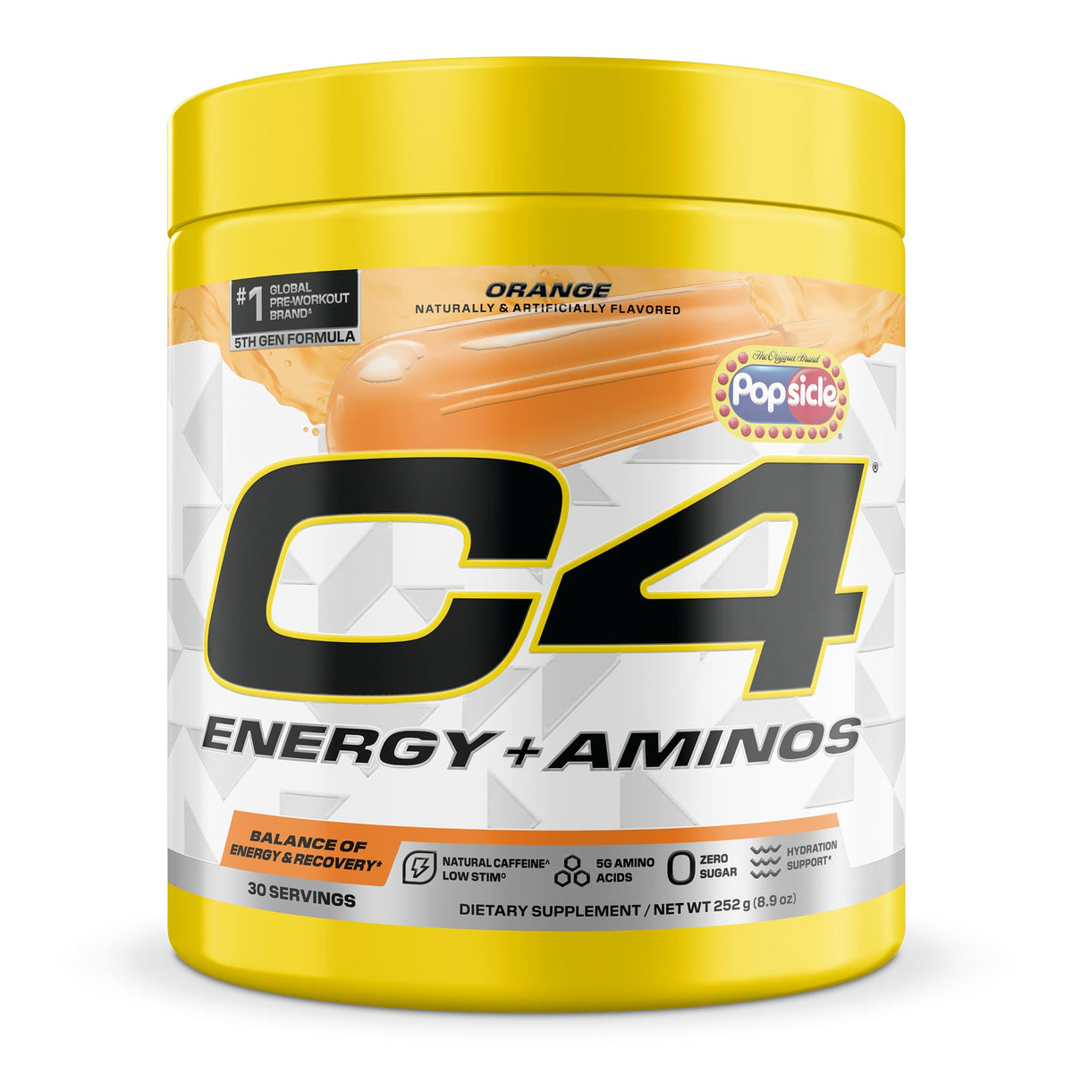 C4 Energy + Aminos Poudre saveur Orange Popsicle vue avant