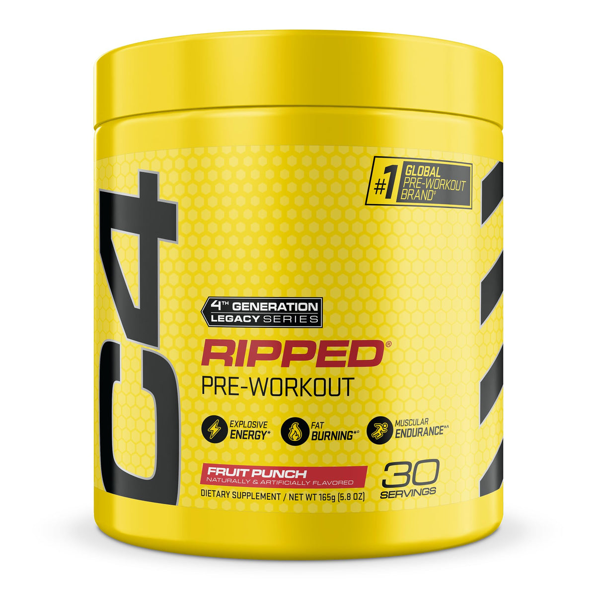 C4 Ripped Poudre Pré-Workout Fruit Punch 240g vue de face