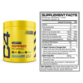 C4 Ripped Pré-Workout Icy Blue Razz 255g avec cuillère doseuse