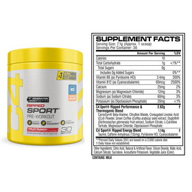 C4 Ripped Sport Pré-Workout 135mg Caféine Fruit Punch vue arrière