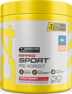 C4 Ripped Sport Pré-Workout 135mg Caféine Fruit Punch vue avant
