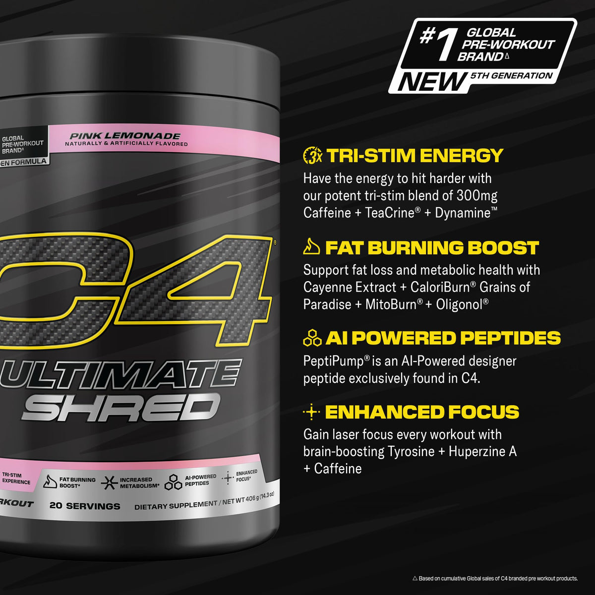 C4 Ultimate Pré-Workout 300mg Caféine emballage et contenu