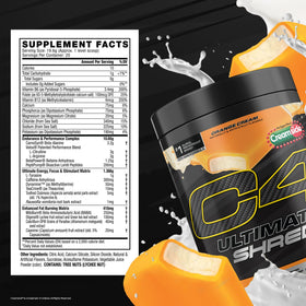 C4 Ultimate Shred Pré-Workout Cerise Limeade en poudre dans un verre