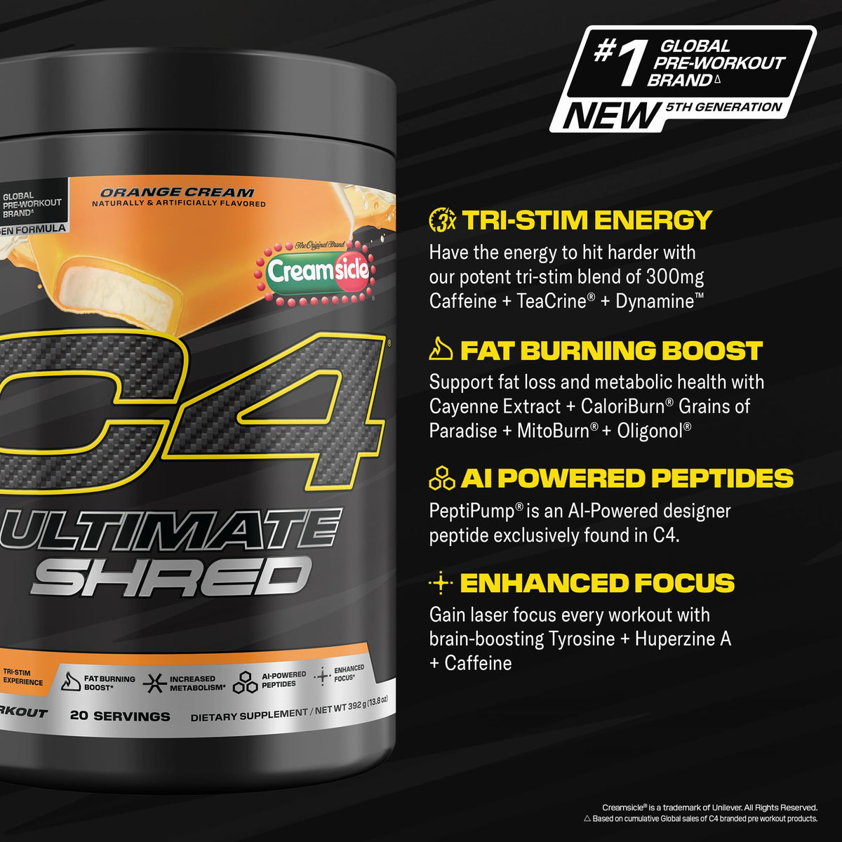 C4 Ultimate Shred Pré-Workout Cerise Limeade étiquette et ingrédients
