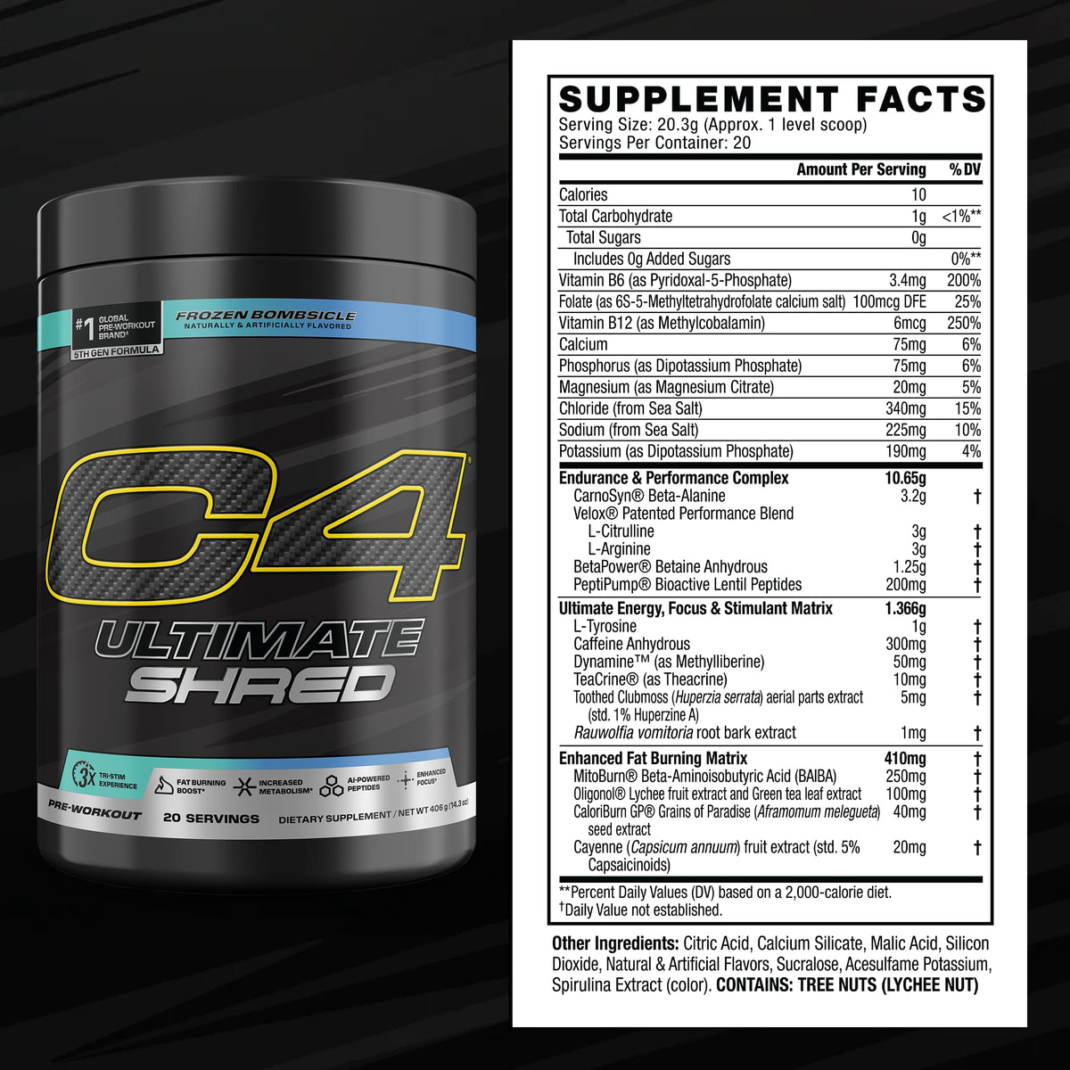 C4 Ultimate Shred pré-workout thermogénique vue arrière