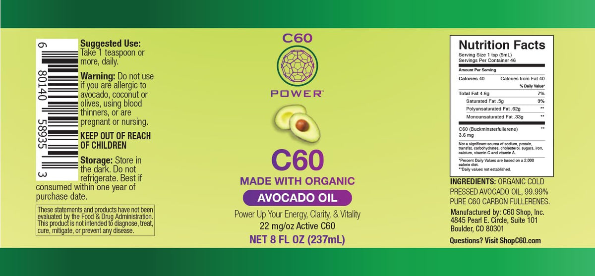 C60 Purple Power C60 en huile d'avocat bio avec cuillère doseuse