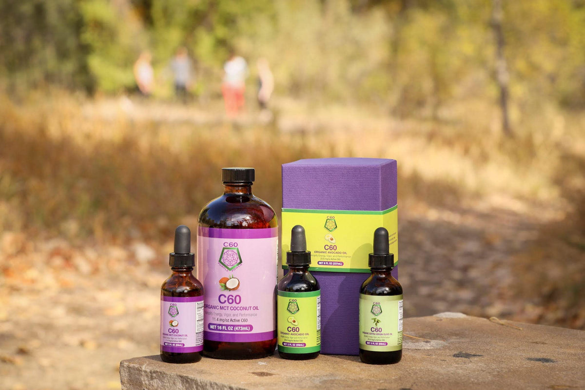 C60 Purple Power C60 en huile d'avocat bio dans une cuisine