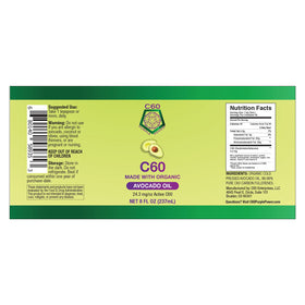 C60 Purple Power C60 en huile d'avocat bio sur une table en bois