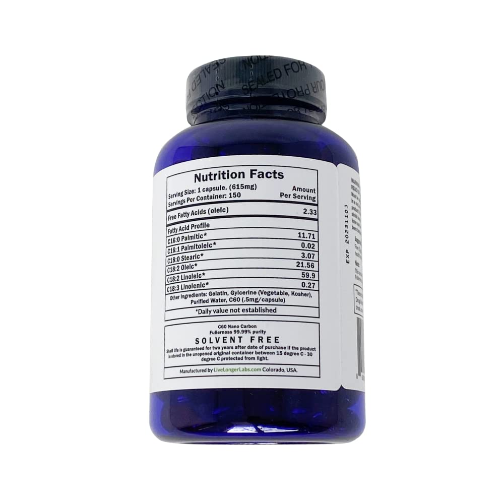 C60live Huile de Graine Noire 150 Capsules avec étiquette