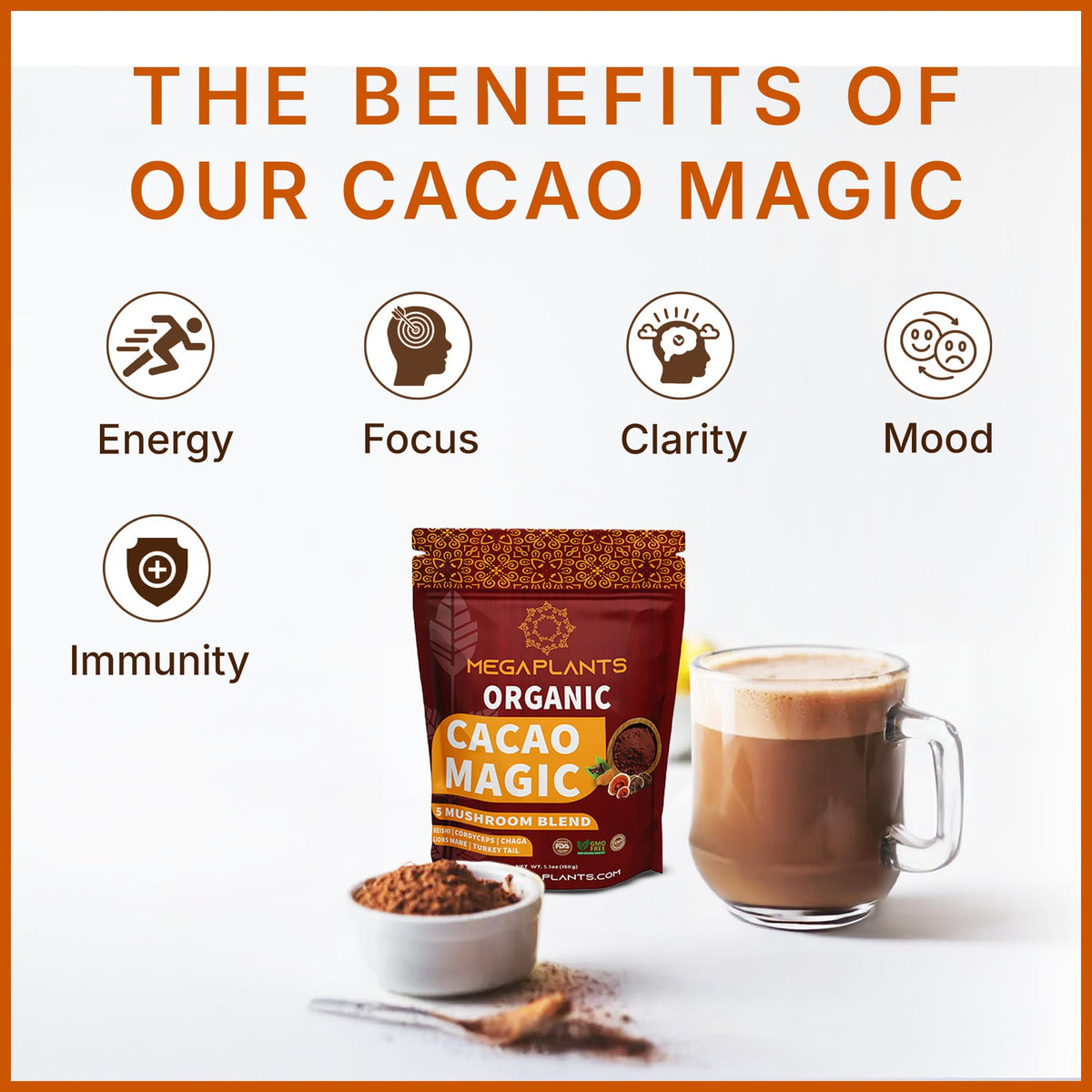 Cacao Magic MEGAPLANTS emballage et informations nutritionnelles