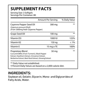 Cacukn Capsules de Poivre de Cayenne 240 Softgels, ingrédients listés