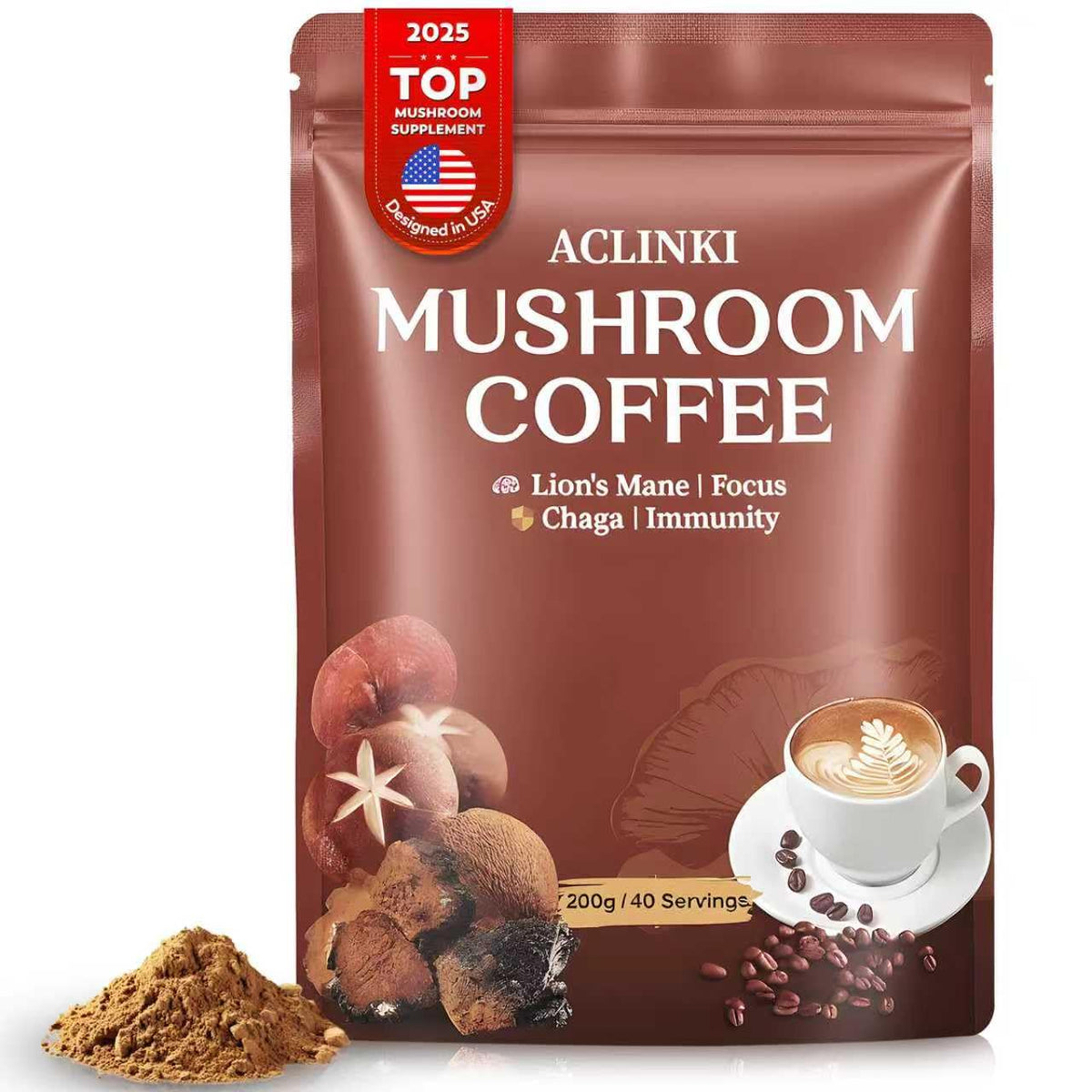 Café aux champignons bio ACLINKI 7 champignons vue avant