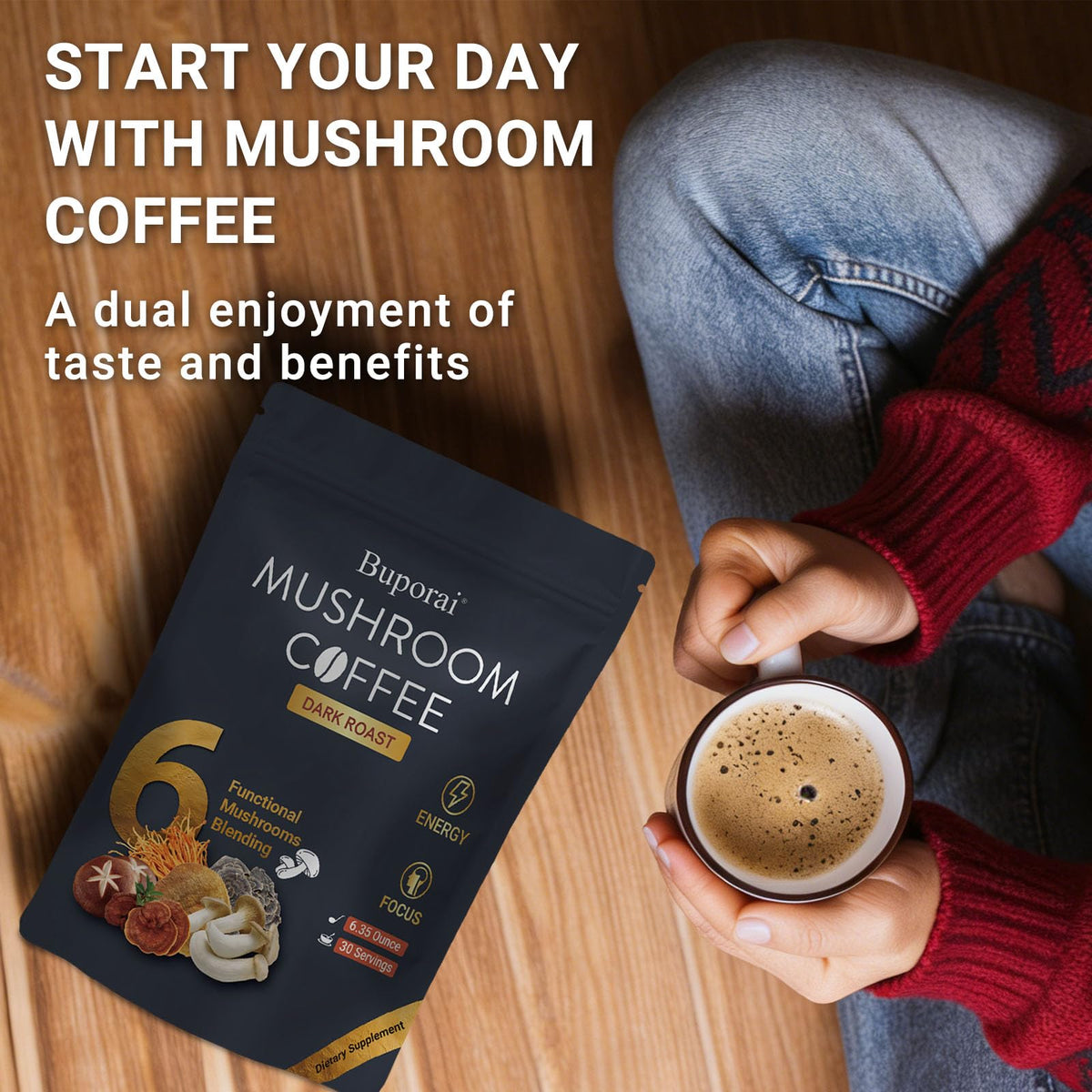 Café aux Champignons Buporai 191g avec des ingrédients naturels