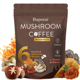 Café aux champignons Buporai 222g vue avant avec emballage