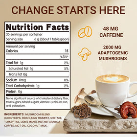 Café aux champignons Buporai 458g, vue latérale