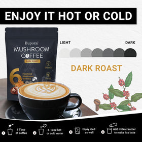 Café aux Champignons Buporai préparé avec lait