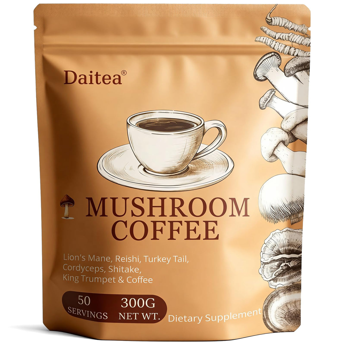 Café aux champignons Daitea 322g vue de face