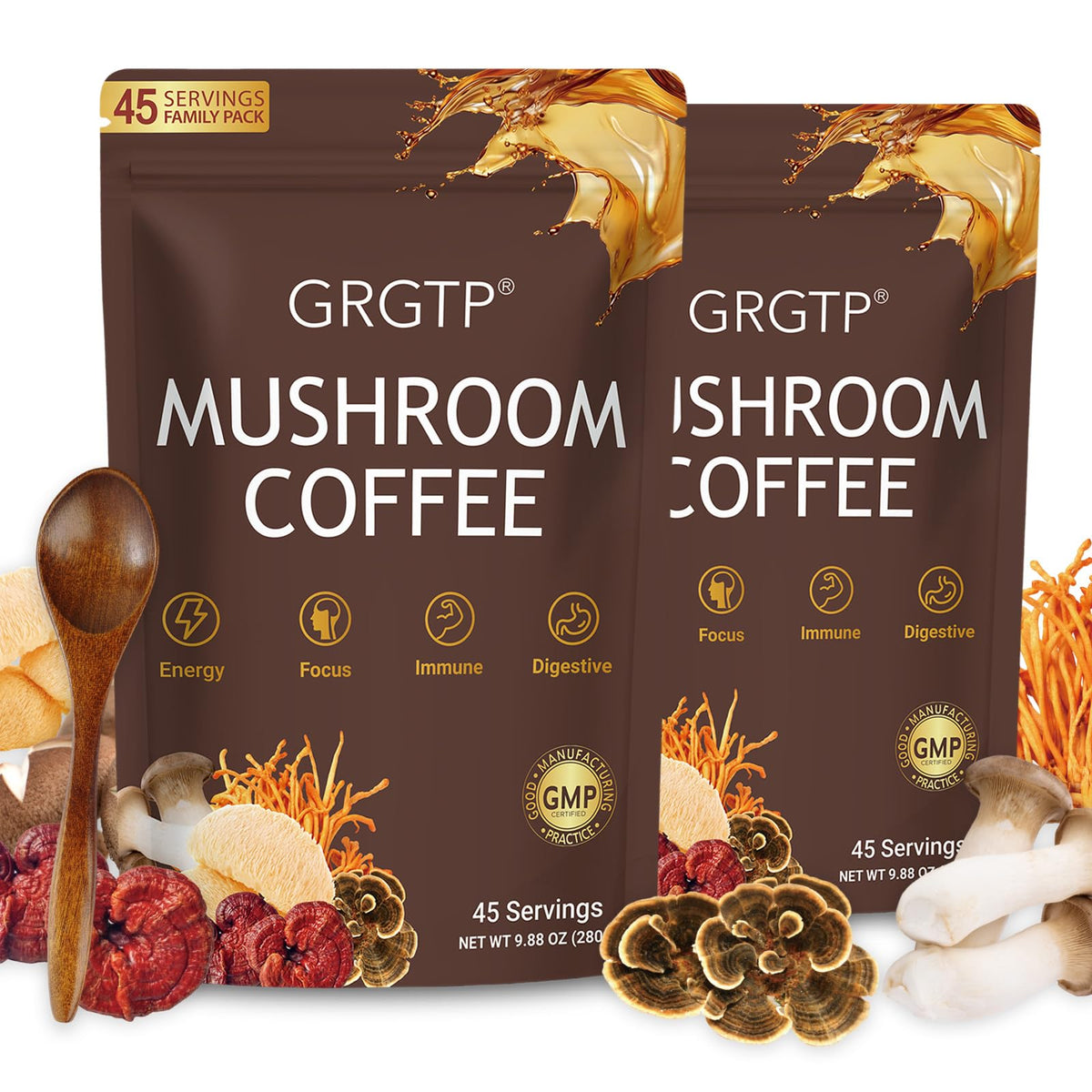Café aux Champignons GRGTP 621g vue avant avec emballage