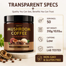 Café aux Champignons GRGTP, mélange avec crème dans une tasse