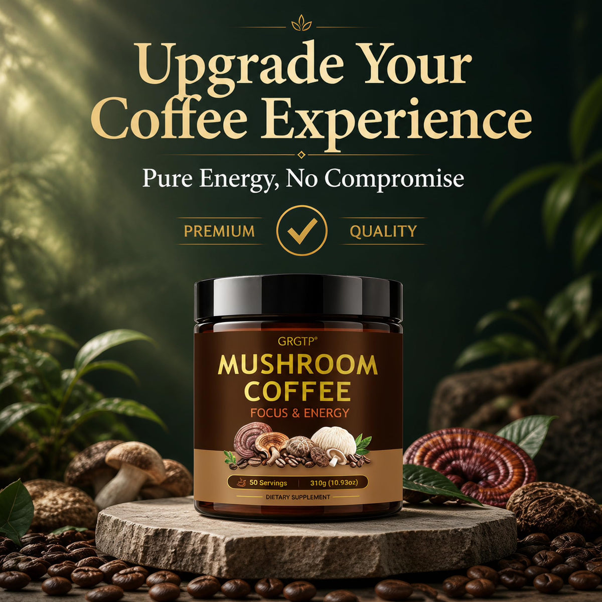 Café aux Champignons GRGTP, tasse de café préparé