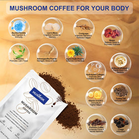 Café aux champignons HUXINSK bio, mélange avec de l'eau chaude