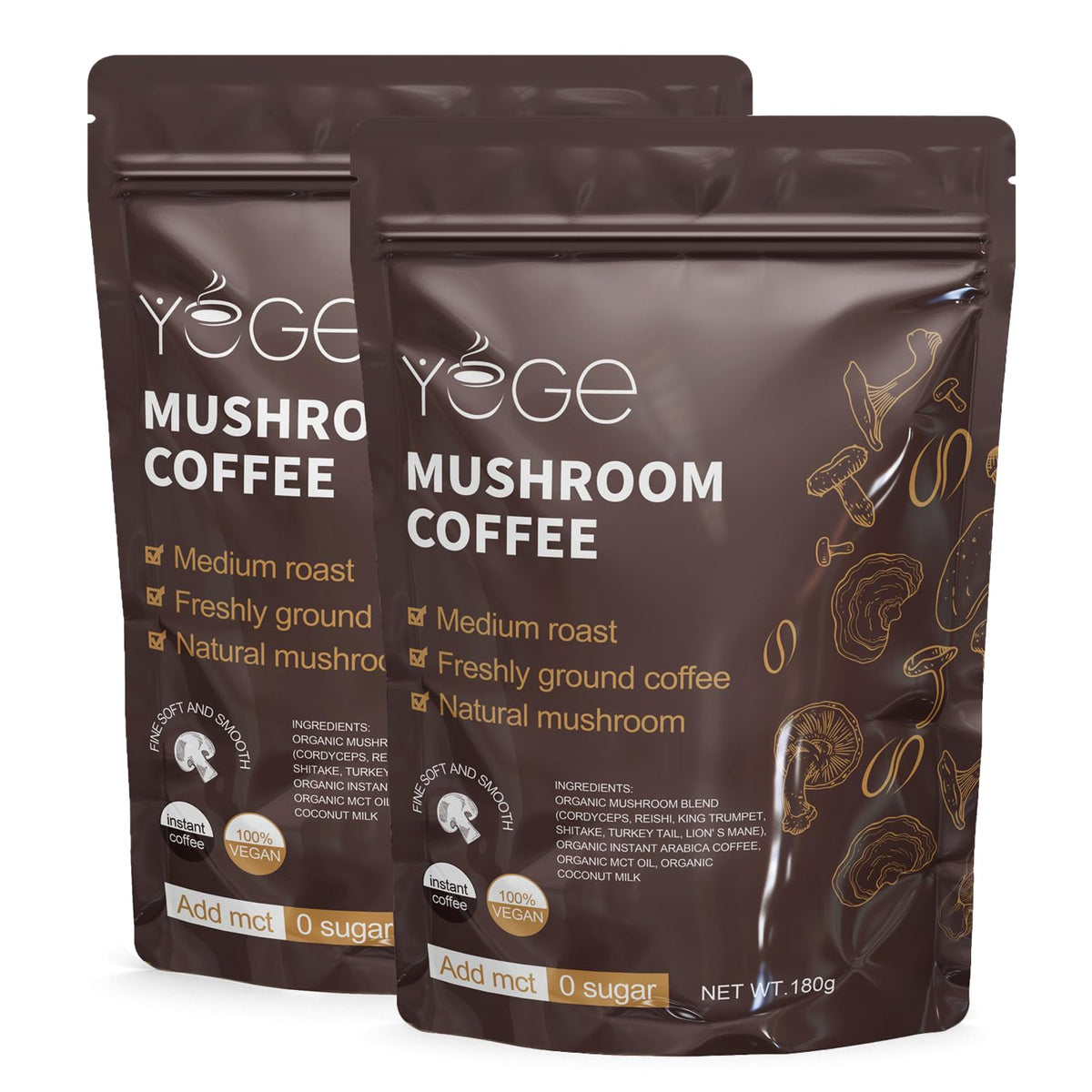 Café aux champignons instantané YEGE 390g vue avant