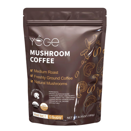 Café aux Champignons Instantané YEGE, emballage avant avec logo