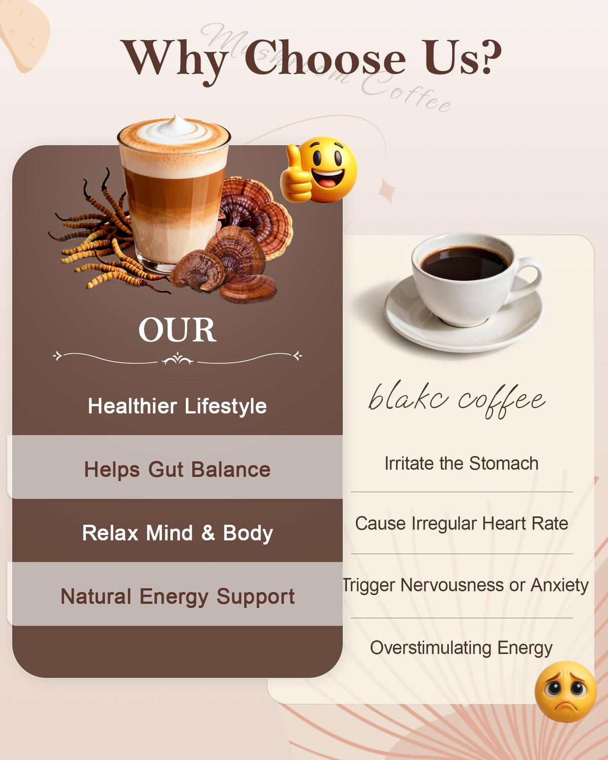 Café aux Champignons letollhold dans une tasse