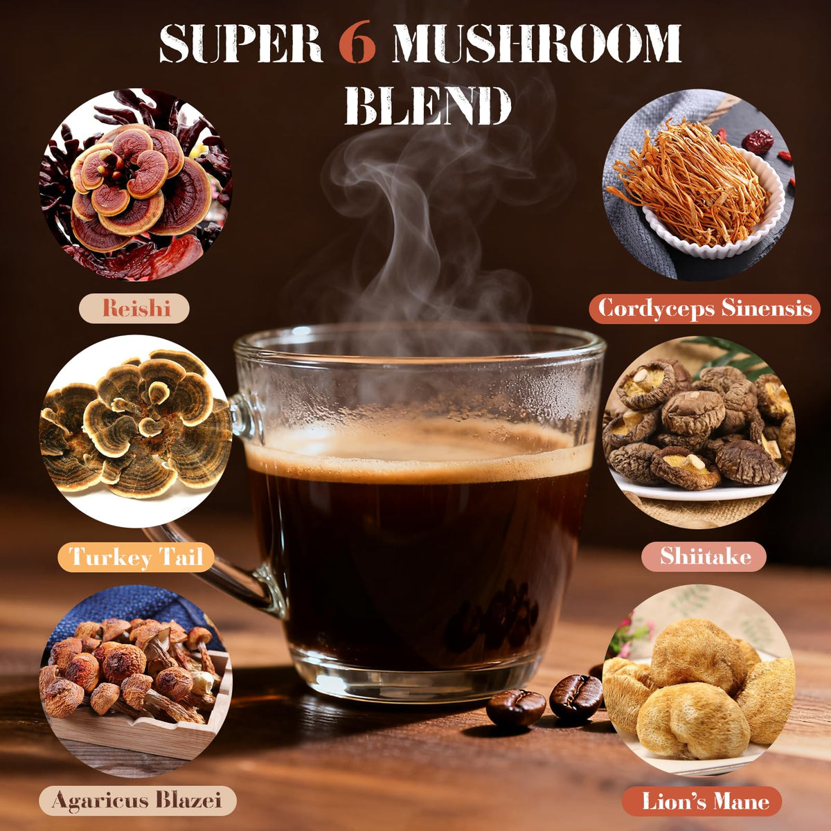 Café aux Champignons MYKAF préparé dans une tasse