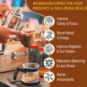 Café aux champignons OLOBIO préparé dans une tasse