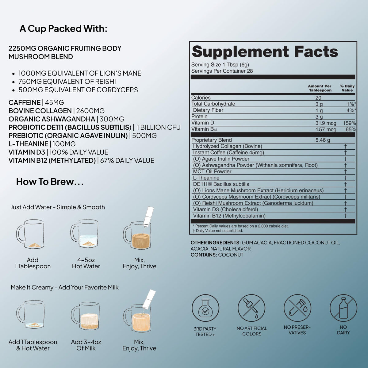 Café aux Champignons Superblend Atlas avec des ingrédients naturels