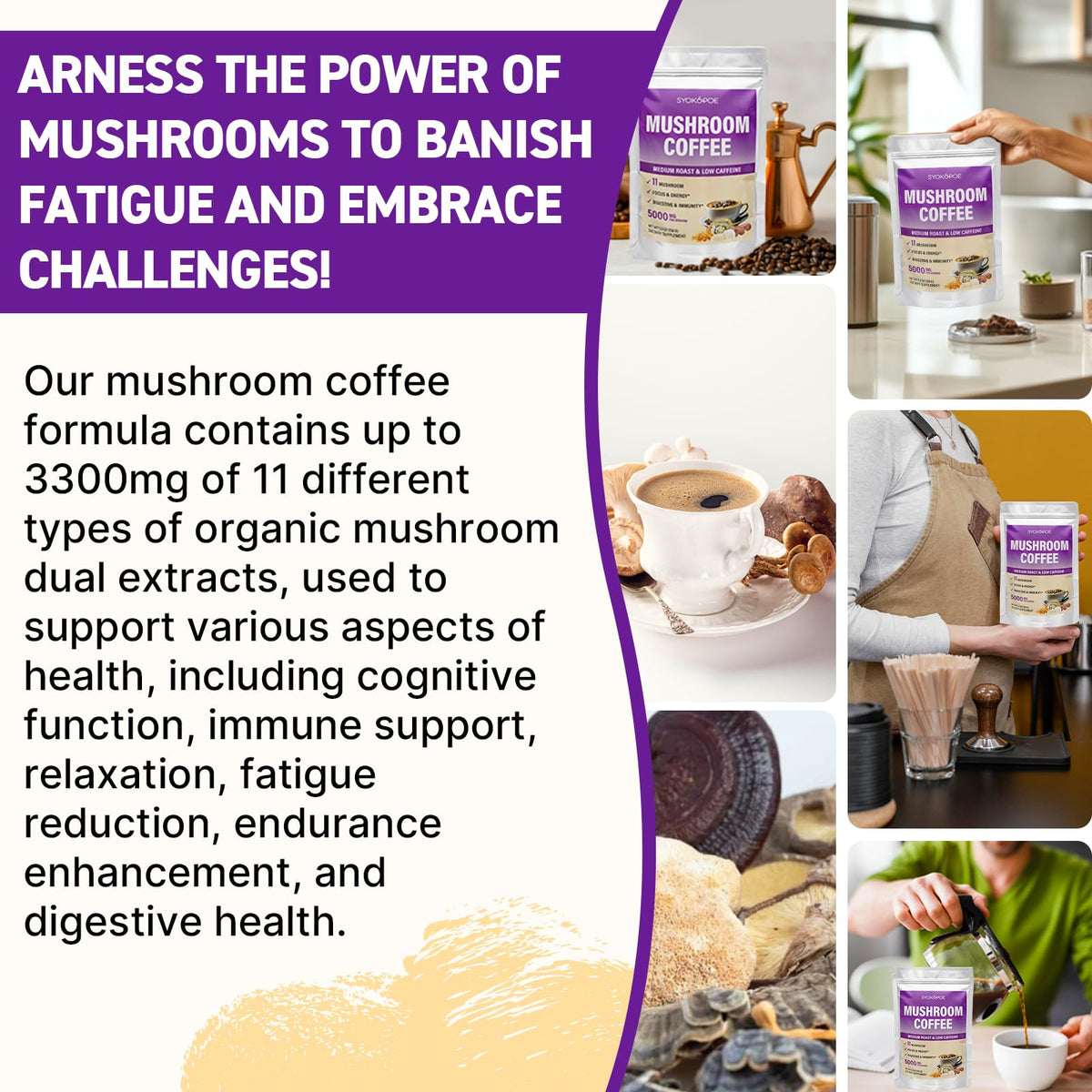Café aux champignons Syokupoe avec une cuillère