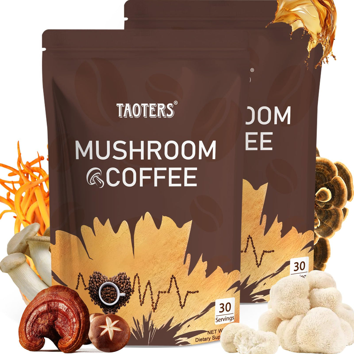 Café aux Champignons TAOTERS 390g vue avant avec emballage
