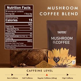 Café aux Champignons TAOTERS versé dans une tasse