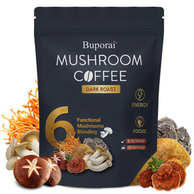 Café aux Champignons Torréfié Foncé Buporai 191g vue avant avec emballage