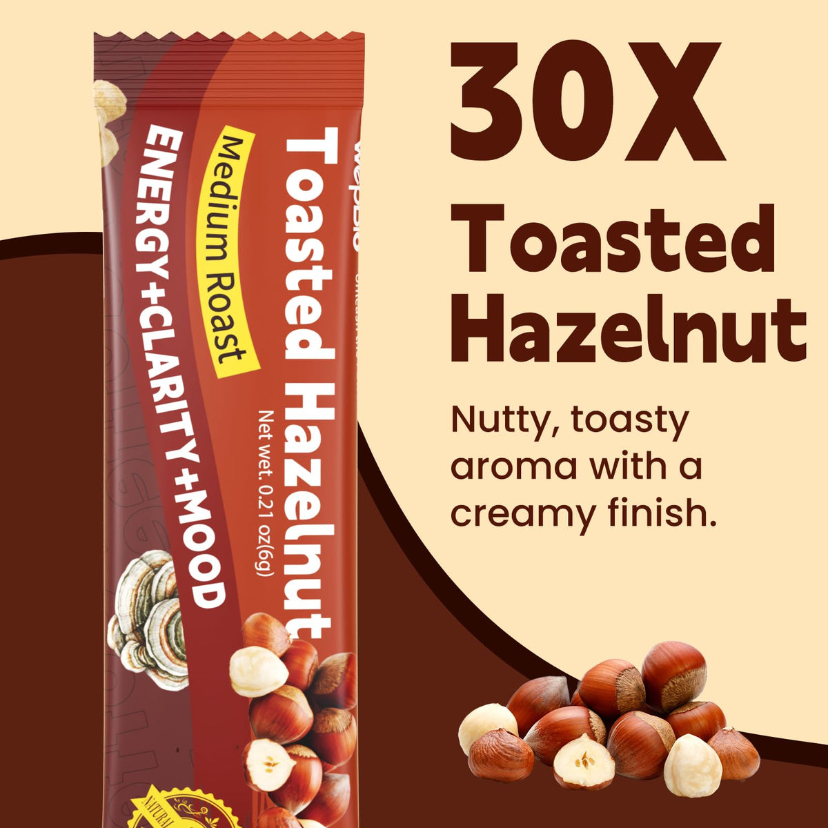 Café aux champignons WepBio sachets noisette et tasse