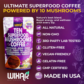 Café aux champignons WIXAR NATURALS préparé dans une tasse